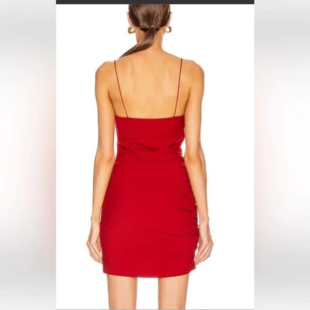CINQ A SEPT RED WINNIE MINI RUCHED SPAGHETTI STRAP DRESS GREAT COND (6)